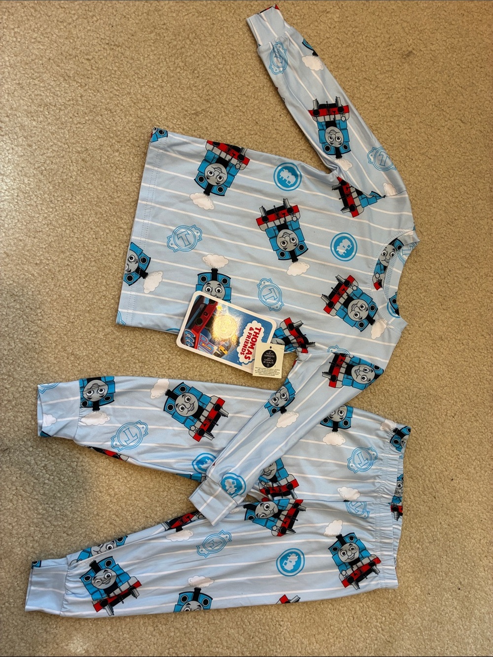 Thomas & Friends Light Blue Train-Print Kids Pajama Set